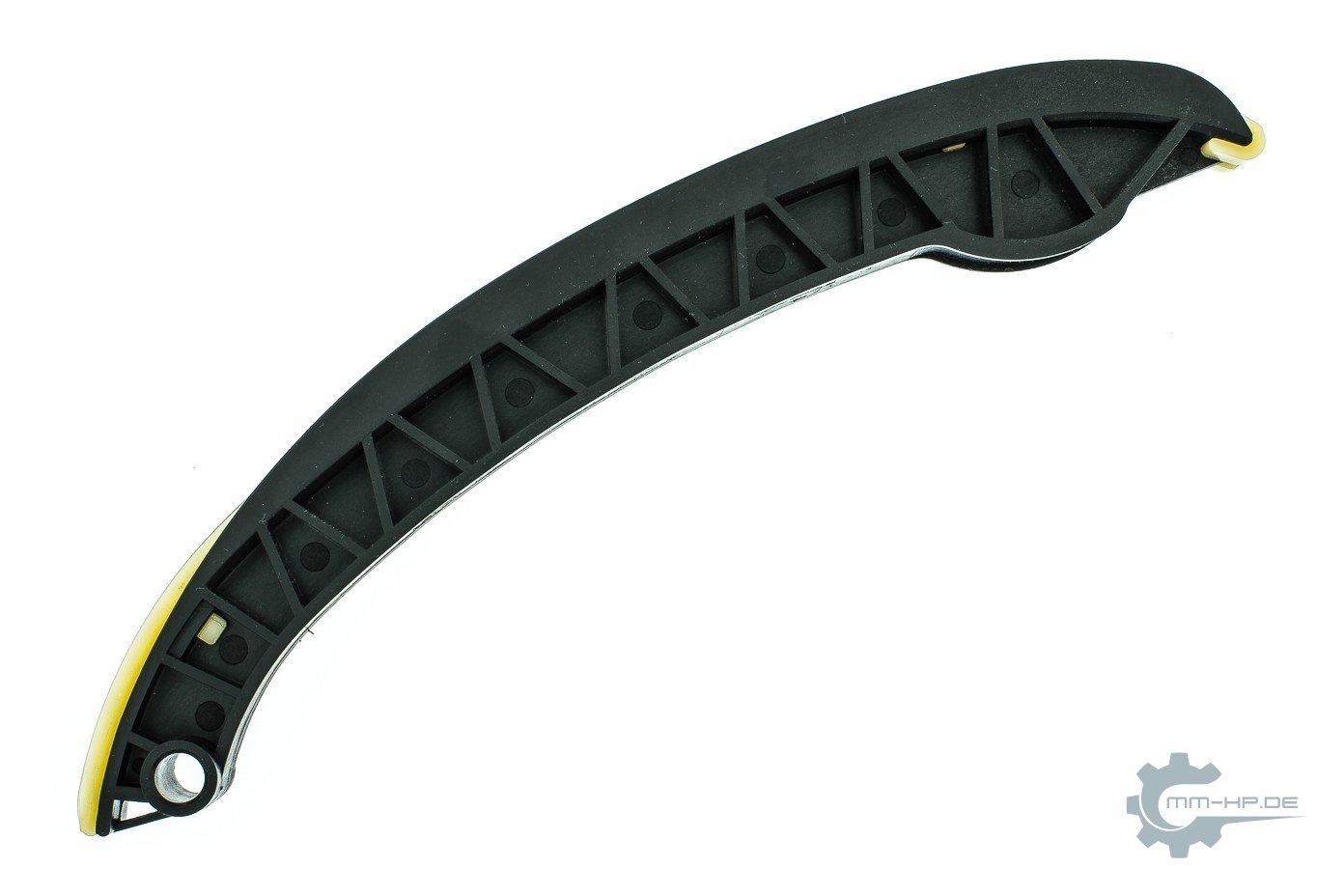 New guide rail: black, ribbed carrier with a lighter-coloured lining and mounting holes