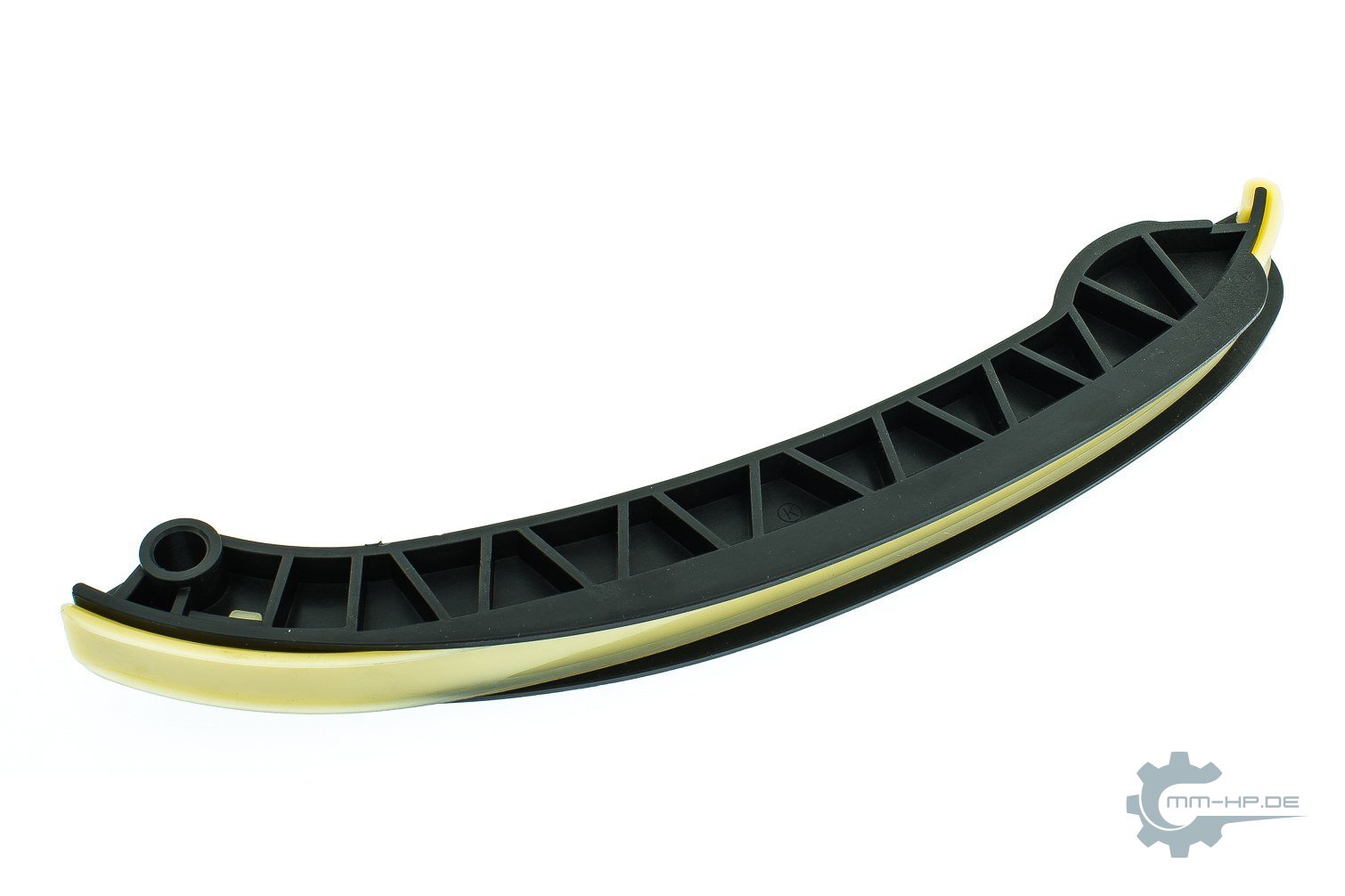 Rail as a new part: black, ribbed carrier topped with a lighter-coloured lining that wraps around the edge
